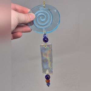 Pressed Blue Glass / Irridecent Glass Suncatcher